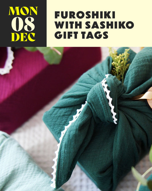Furoshiki with Sashiko gift tags