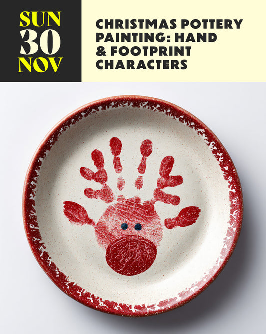 Christmas Pottery Painting: Hand & Footprint Characters