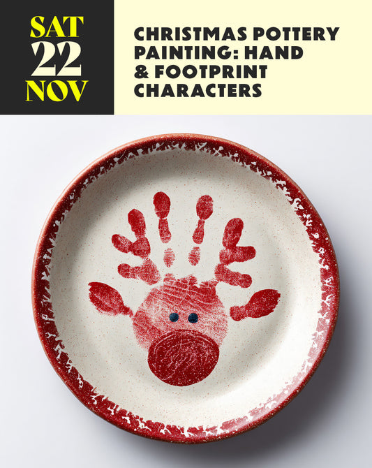 Christmas Pottery Painting: Hand & Footprint Characters